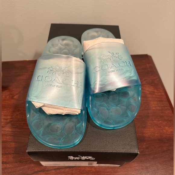 Coach Ulyssa Blue Slide Sandals NIB SZ 5 - Picture 1 of 4
